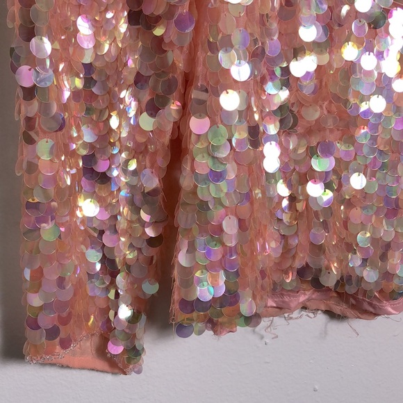 NWT Vintage Sequin Oleg Cassini Pink Silk Jacobsons BlackTie XS Deadstock - Picture 3 of 5